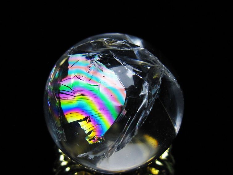 アイリスクォーツ 水晶 丸玉 虹入り 25mm スフィア 置物 水晶玉 一点物 141-7016