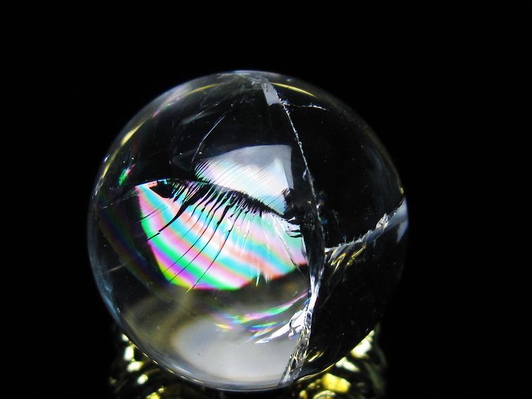 アイリスクォーツ 水晶 丸玉 虹入り 25mm スフィア 置物 水晶玉 一点物 141-7016