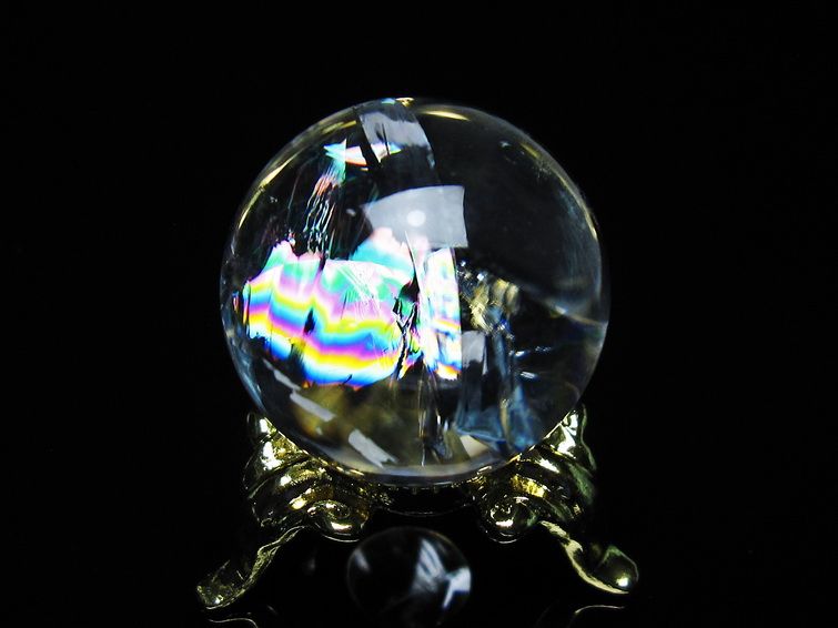 アイリスクォーツ 水晶 丸玉 虹入り 25mm スフィア 置物 水晶玉 一点物 141-7017 【sold out】