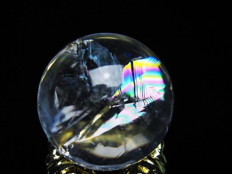 アイリスクォーツ 水晶 丸玉 虹入り 25mm スフィア 置物 水晶玉 一点物 141-7017 【sold out】