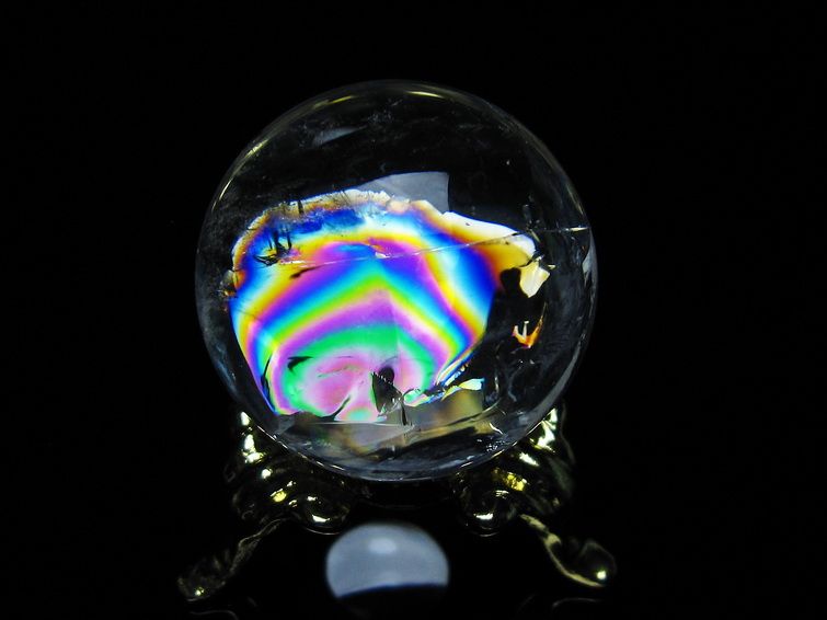 アイリスクォーツ 水晶 丸玉 虹入り 25mm スフィア 置物 水晶玉 一点物 141-7018 【sold out】
