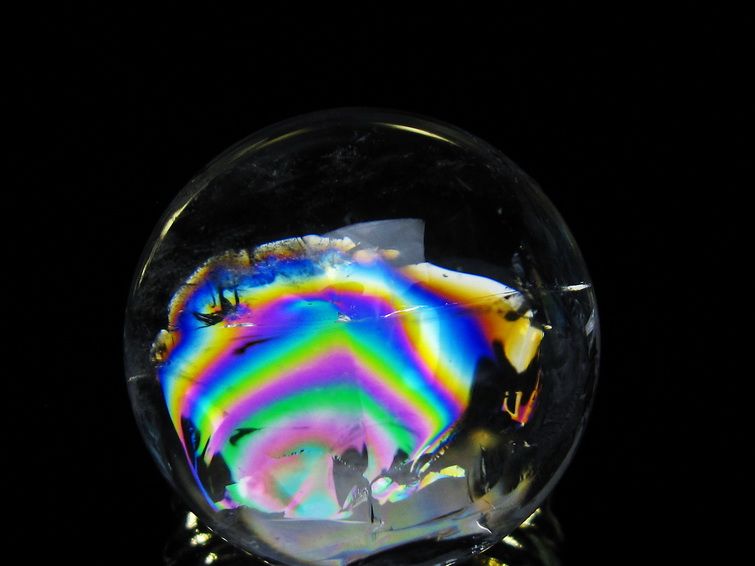 アイリスクォーツ 水晶 丸玉 虹入り 25mm スフィア 置物 水晶玉 一点物 141-7018 【sold out】