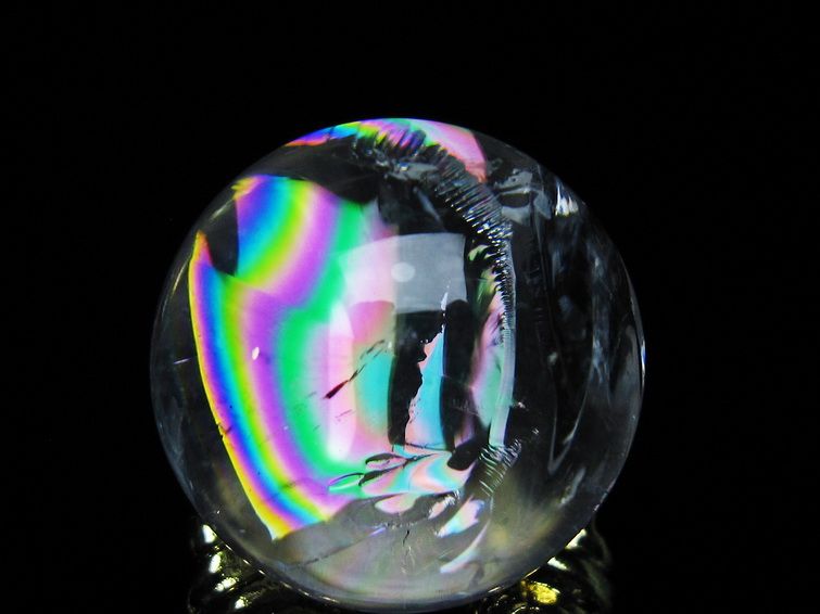 アイリスクォーツ 水晶 丸玉 虹入り 25mm スフィア 置物 水晶玉 一点物 141-7019