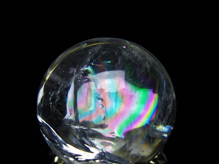 アイリスクォーツ 水晶 丸玉 虹入り 25mm スフィア 置物 水晶玉 一点物 141-7019