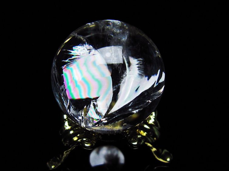 アイリスクォーツ 水晶 丸玉 虹入り 25mm スフィア 置物 水晶玉 一点物 141-7020 【sold out】
