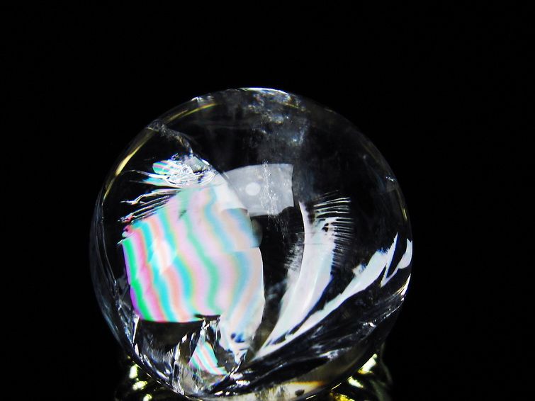 アイリスクォーツ 水晶 丸玉 虹入り 25mm スフィア 置物 水晶玉 一点物 141-7020 【sold out】