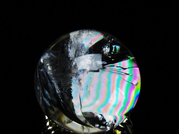 アイリスクォーツ 水晶 丸玉 虹入り 25mm スフィア 置物 水晶玉 一点物 141-7020 【sold out】