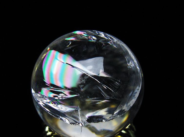 アイリスクォーツ 水晶 丸玉 虹入り 25mm スフィア 置物 水晶玉 一点物 141-7022