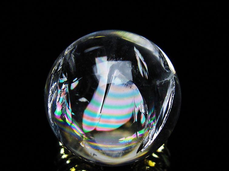 アイリスクォーツ 水晶 丸玉 虹入り 25mm スフィア 置物 水晶玉 一点物 141-7022
