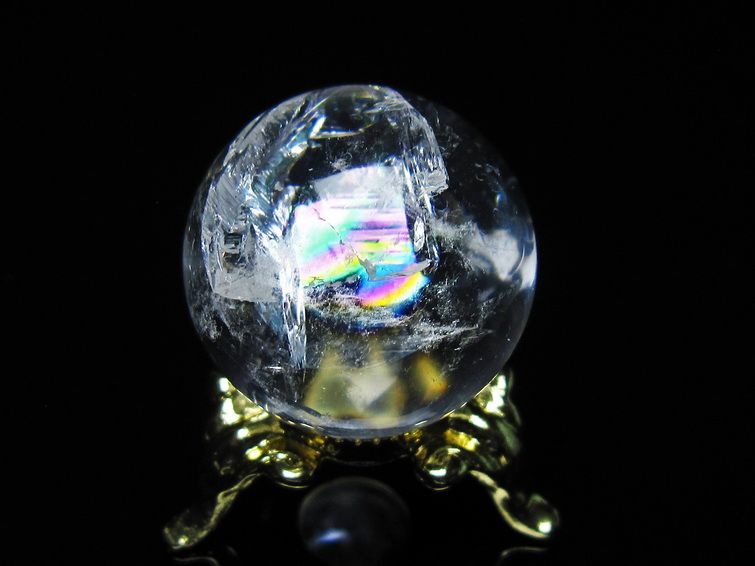 アイリスクォーツ 水晶 丸玉 虹入り 25mm スフィア 置物 水晶玉 一点物 141-7023