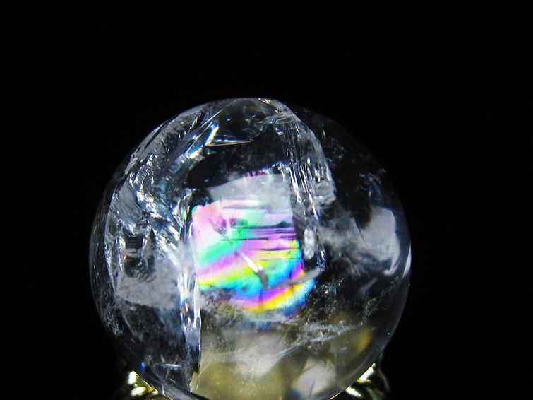 アイリスクォーツ 水晶 丸玉 虹入り 25mm スフィア 置物 水晶玉 一点物 141-7023