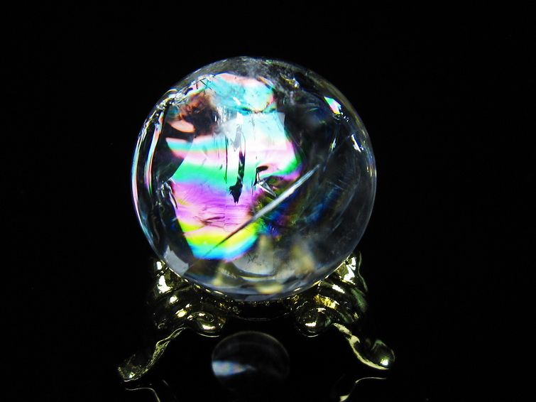 アイリスクォーツ 水晶 丸玉 虹入り 25mm スフィア 置物 水晶玉 一点物 141-7025