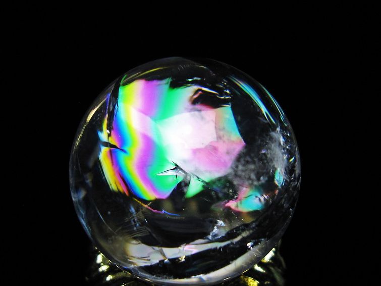 アイリスクォーツ 水晶 丸玉 虹入り 25mm スフィア 置物 水晶玉 一点物 141-7025