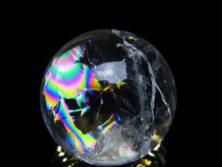 アイリスクォーツ 水晶 丸玉 虹入り 25mm スフィア 置物 水晶玉 一点物 141-7026