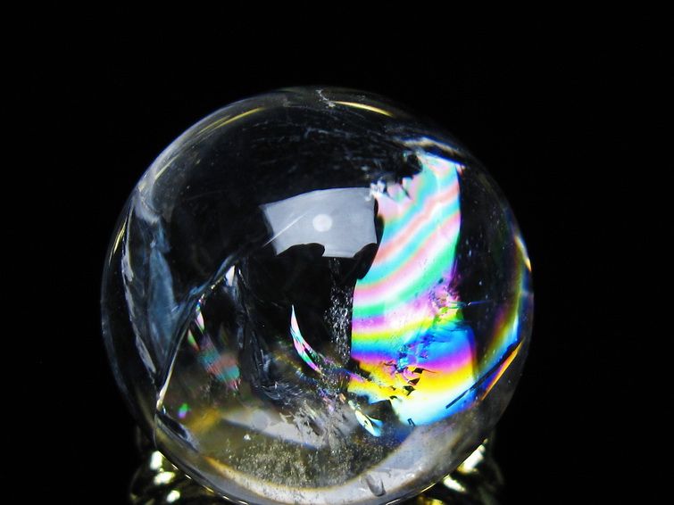 アイリスクォーツ 水晶 丸玉 虹入り 25mm スフィア 置物 水晶玉 一点物 141-7027
