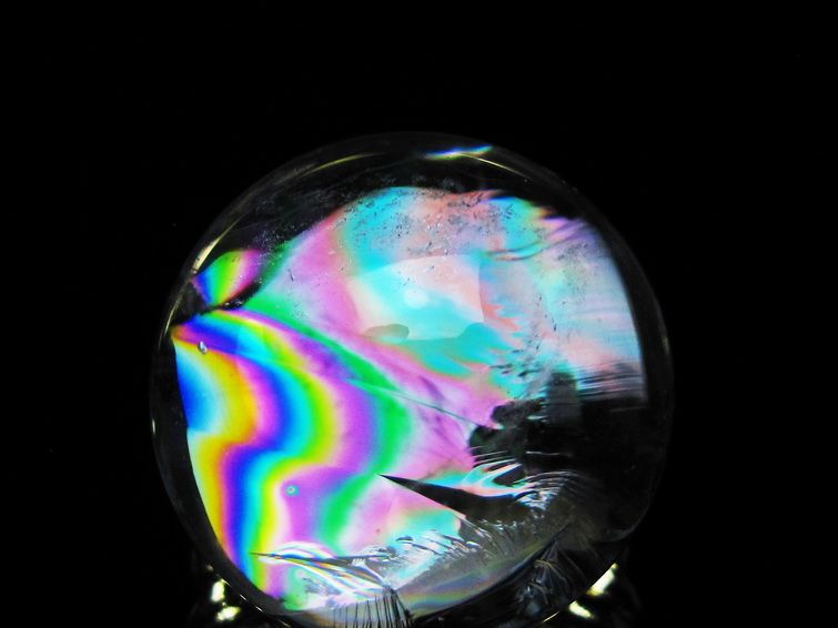 アイリスクォーツ 水晶 丸玉 虹入り 25mm スフィア 置物 水晶玉 一点物 141-7028
