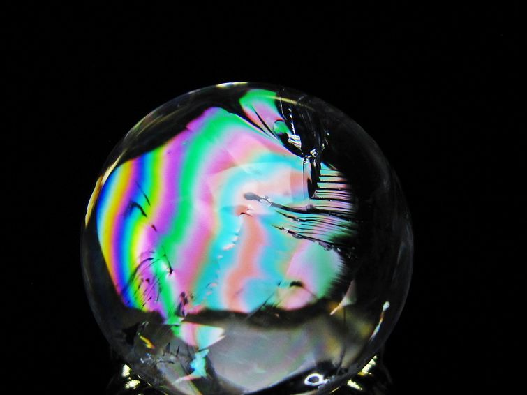 アイリスクォーツ 水晶 丸玉 虹入り 25mm スフィア 置物 水晶玉 一点物 141-7029 [sold out]