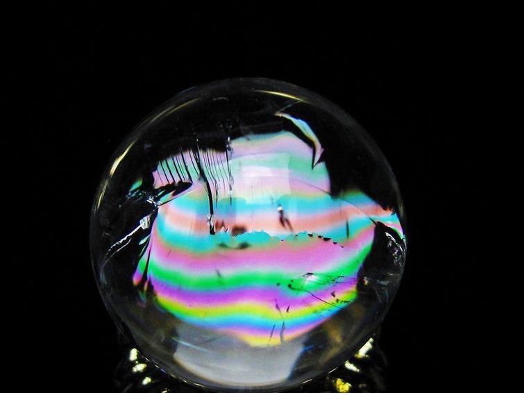 アイリスクォーツ 水晶 丸玉 虹入り 25mm スフィア 置物 水晶玉 一点物 141-7029 [sold out]