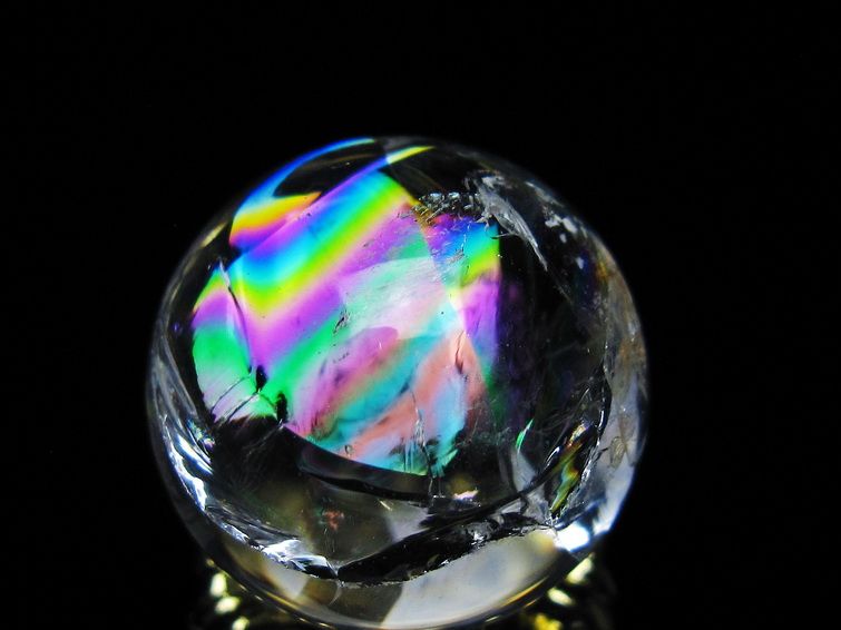 アイリスクォーツ 水晶 丸玉 虹入り 25mm スフィア 置物 水晶玉 一点物 141-7031 [sold out]
