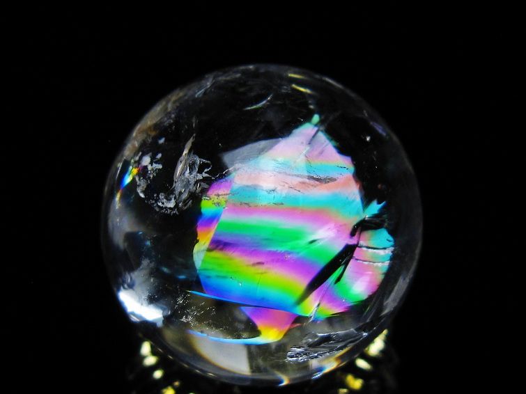アイリスクォーツ 水晶 丸玉 虹入り 25mm スフィア 置物 水晶玉 一点物 141-7031 [sold out]