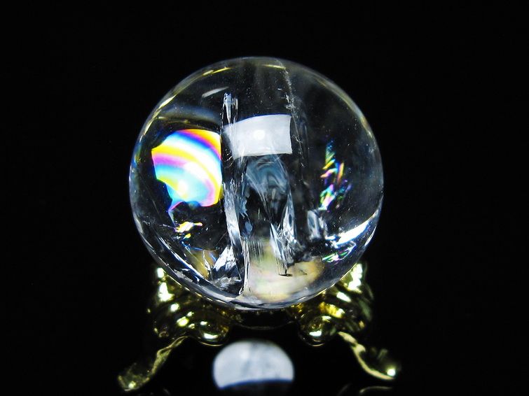 アイリスクォーツ 水晶 丸玉 虹入り 25mm スフィア 置物 水晶玉 一点物 141-7032