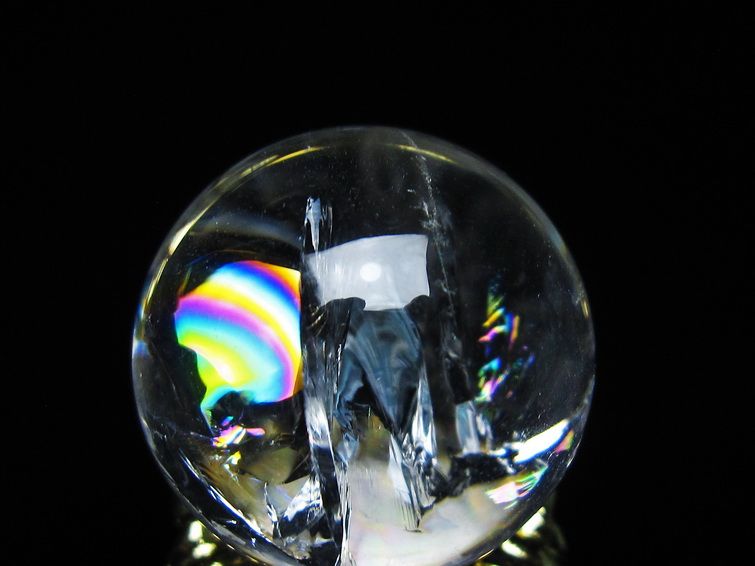 アイリスクォーツ 水晶 丸玉 虹入り 25mm スフィア 置物 水晶玉 一点物 141-7032