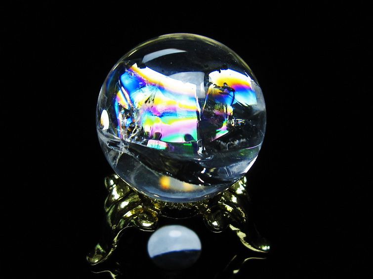 アイリスクォーツ 水晶 丸玉 虹入り 25mm スフィア 置物 水晶玉 一点物 141-7033