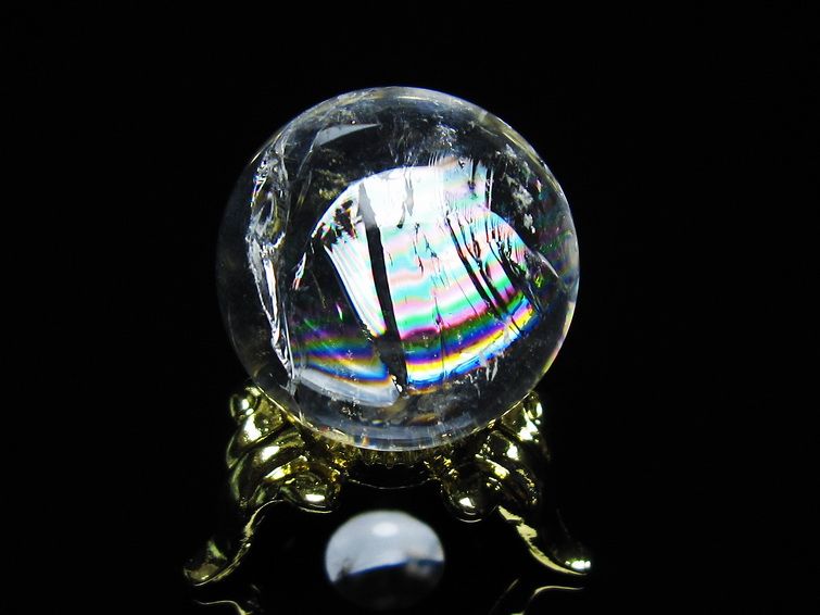 アイリスクォーツ 水晶 丸玉 虹入り 25mm スフィア 置物 水晶玉 一点物 141-7035