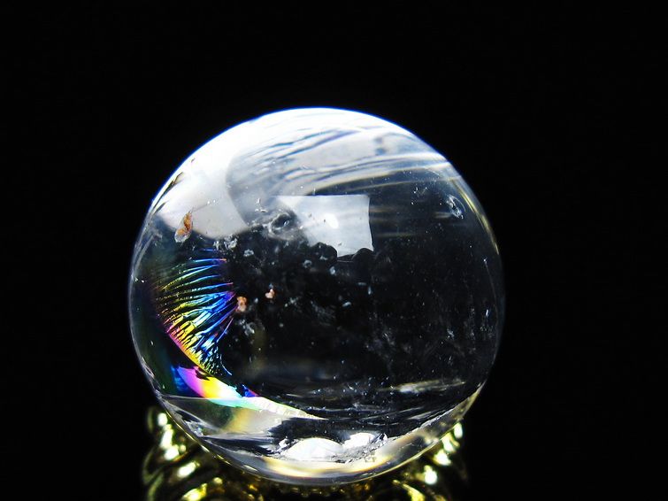 アイリスクォーツ 水晶 丸玉 虹入り 25mm スフィア 置物 水晶玉 一点物 141-7035