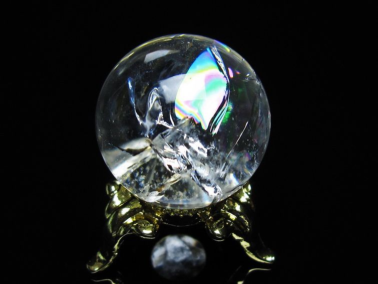 アイリスクォーツ 水晶 丸玉 虹入り 25mm スフィア 置物 水晶玉 一点物 141-7036