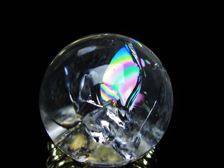 アイリスクォーツ 水晶 丸玉 虹入り 25mm スフィア 置物 水晶玉 一点物 141-7036