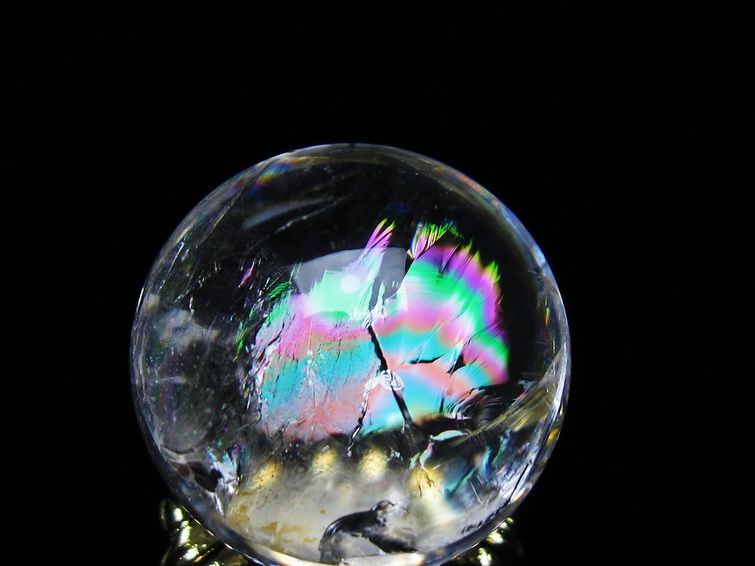 アイリスクォーツ 水晶 丸玉 虹入り 25mm スフィア 置物 水晶玉 一点物 141-7037 [sold out]