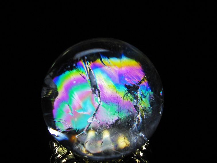 アイリスクォーツ 水晶 丸玉 虹入り 25mm スフィア 置物 水晶玉 一点物 141-7037 [sold out]