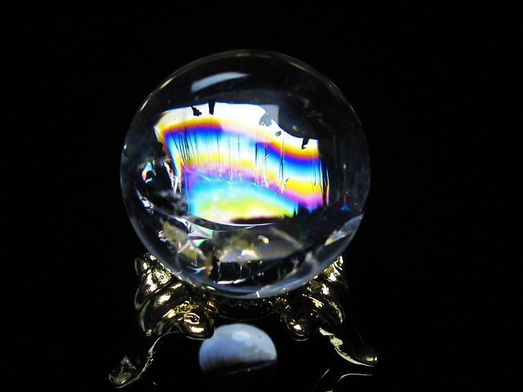 アイリスクォーツ 水晶 丸玉 虹入り 25mm スフィア 置物 水晶玉 一点物 141-7039 [sold out]