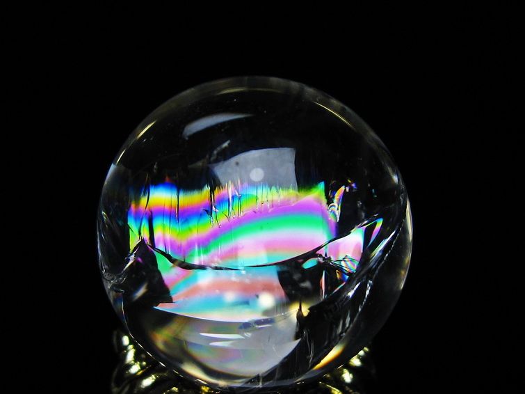 アイリスクォーツ 水晶 丸玉 虹入り 25mm スフィア 置物 水晶玉 一点物 141-7039 [sold out]