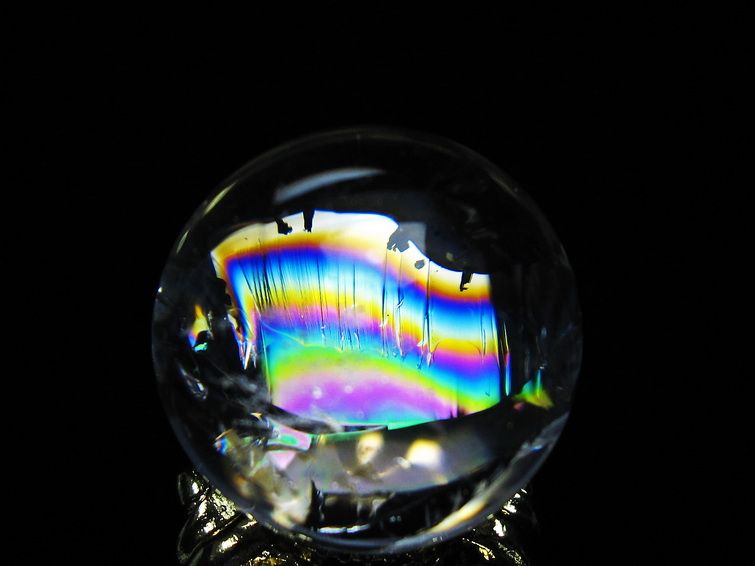 アイリスクォーツ 水晶 丸玉 虹入り 25mm スフィア 置物 水晶玉 一点物 141-7039 [sold out]