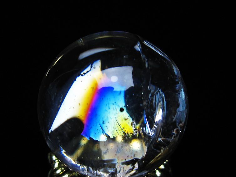 アイリスクォーツ 水晶 丸玉 虹入り 25mm スフィア 置物 水晶玉 一点物 141-7040
