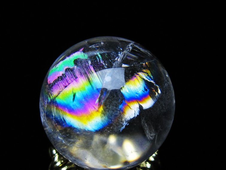 アイリスクォーツ 水晶 丸玉 虹入り 25mm スフィア 置物 水晶玉 一点物 141-7042