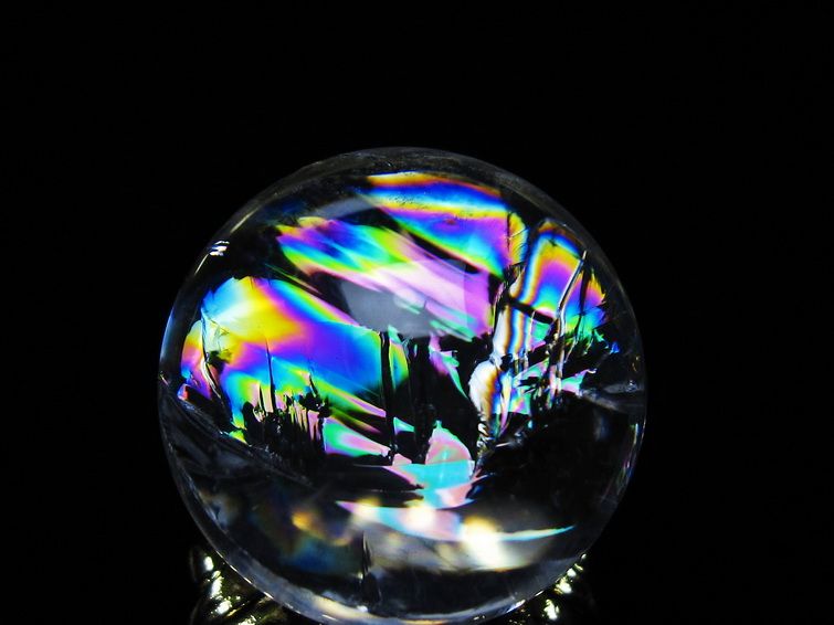 アイリスクォーツ 水晶 丸玉 虹入り 25mm スフィア 置物 水晶玉 一点物 141-7043 [sold out]