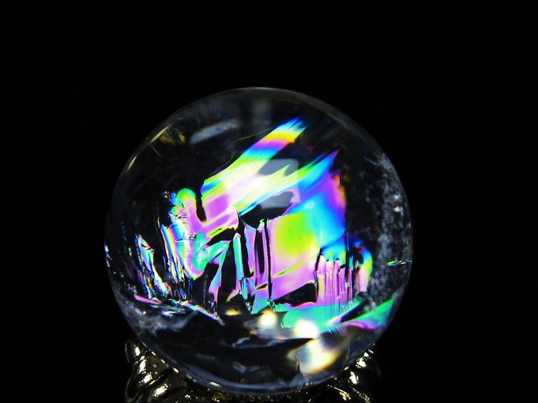 アイリスクォーツ 水晶 丸玉 虹入り 25mm スフィア 置物 水晶玉 一点物 141-7043 [sold out]
