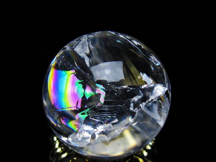 アイリスクォーツ 水晶 丸玉 虹入り 25mm スフィア 置物 水晶玉 一点物 141-7044