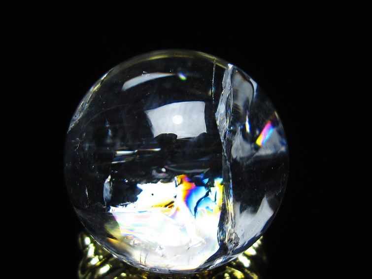 アイリスクォーツ 水晶 丸玉 虹入り 25mm スフィア 置物 水晶玉 一点物 141-7044