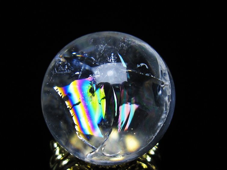 アイリスクォーツ 水晶 丸玉 虹入り 25mm スフィア 置物 水晶玉 一点物 141-7045