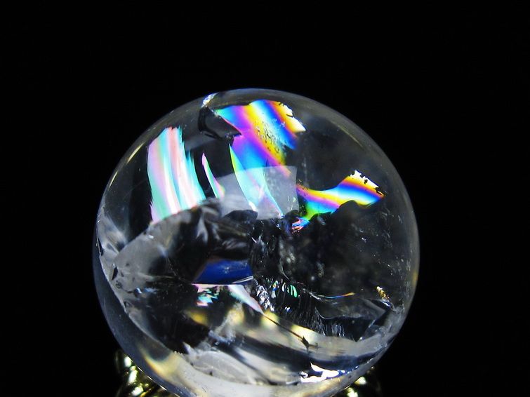 アイリスクォーツ 水晶 丸玉 虹入り 25mm スフィア 置物 水晶玉 一点物 141-7045