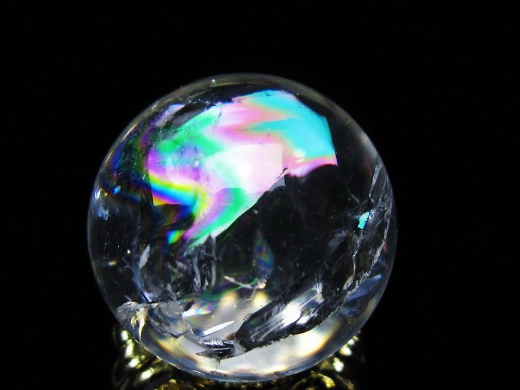 アイリスクォーツ 水晶 丸玉 虹入り 25mm スフィア 置物 水晶玉 一点物 141-7046