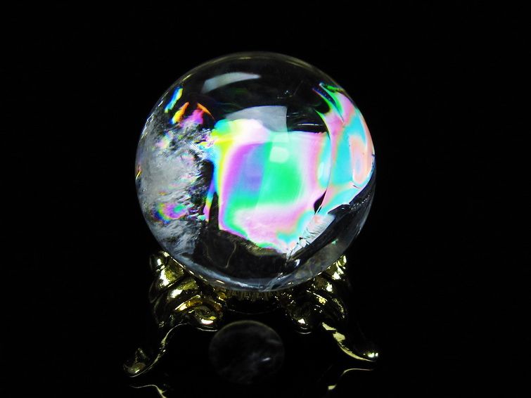 アイリスクォーツ 水晶 丸玉 虹入り 26mm スフィア 置物 水晶玉 一点物 141-7047 【sold out】