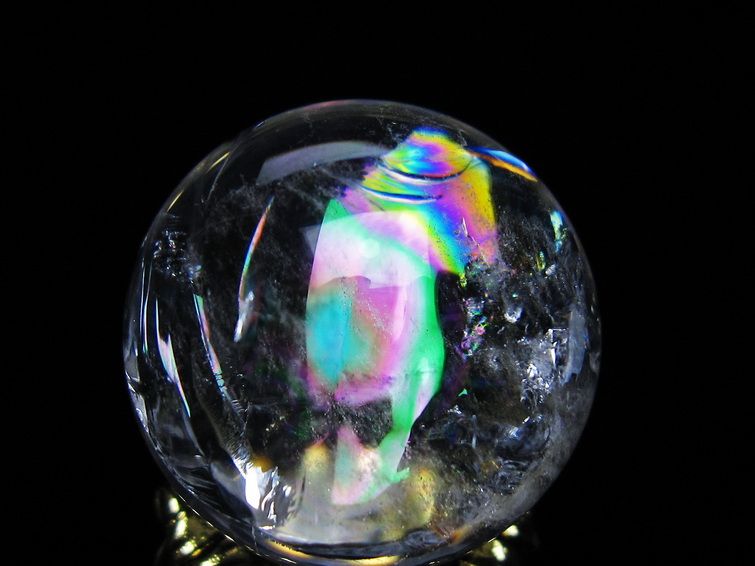 アイリスクォーツ 水晶 丸玉 虹入り 26mm スフィア 置物 水晶玉 一点物 141-7047 【sold out】