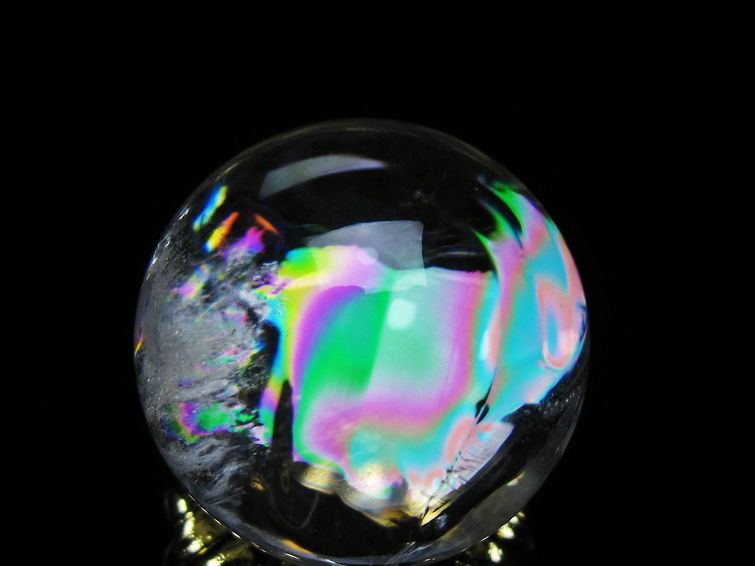 アイリスクォーツ 水晶 丸玉 虹入り 26mm スフィア 置物 水晶玉 一点物 141-7047 【sold out】