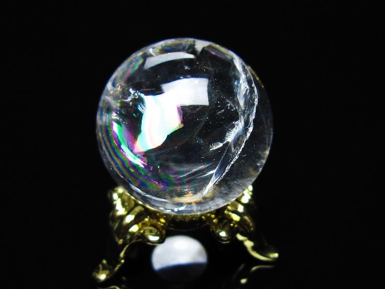 アイリスクォーツ 水晶 丸玉 虹入り 26mm スフィア 置物 水晶玉 一点物 141-7049