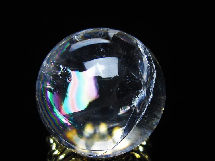 アイリスクォーツ 水晶 丸玉 虹入り 26mm スフィア 置物 水晶玉 一点物 141-7049